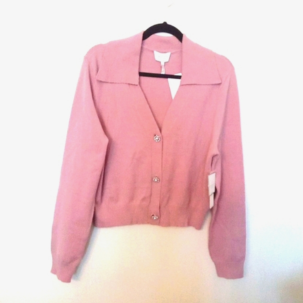 Laundry By Shelli Segal Pink Cropped Cardigan Sweater